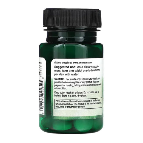 Swanson Apple Cider Vinegar 200mg 30 tablets barcode packaging & how to use.