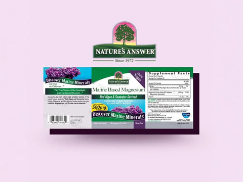 Nature's Answer Marine Magnesium Plant-Based Capsules 90 count barcode packaging