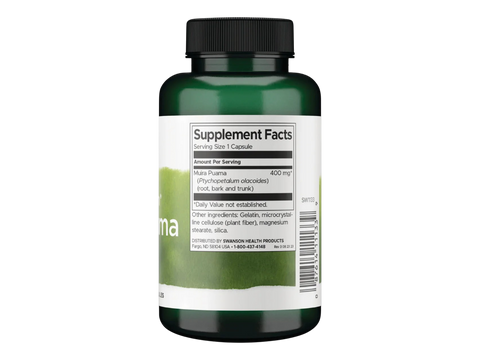 Swanson Full Spectrum Muira Puama 400mg 90 Capsules Pack of 2 showing full spectrum plant parts.