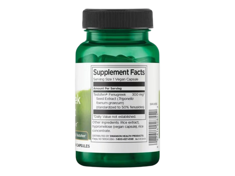 Swanson Fenugreek Extract with Testofen® 300mg 60 Capsules Pack of 2 extract showing standardization.