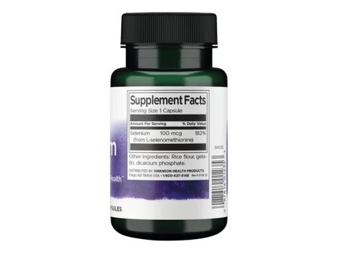 Swanson Selenium L-Selenomethionine 100mcg 200 Capsules Pack of 2 showing supplement facts panel.