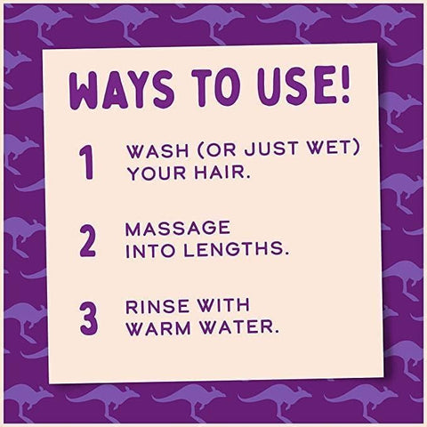 Aussie Deep Hydration Shampoo plastic bottle usage instructions for dry thick curly hair 300ml