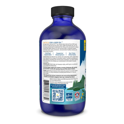 Supplement facts label for Nordic Naturals Cod Liver Oil with Vitamin D3.
