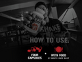 Person holding a supplement bottle with text on how to use it, set against a blurred indoor background.