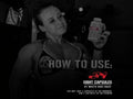 Woman holding a supplement bottle with text on how to use it.