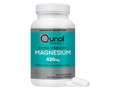 Qunol Extra Strength Magnesium supplement bottle with a white capsule on a white background