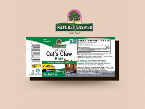 Nature's Answer Cat's Claw Bark Alcohol-Free Extract 60ml barcode packaging