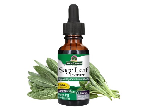 Nature's Answer Alcohol-Free Sage Leaf Extract 30ml liquid herbal supplement front label