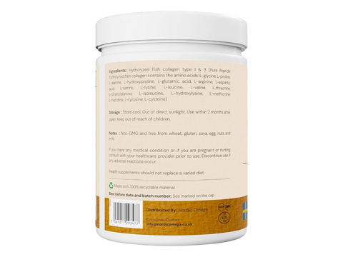 Nordic Omega Marine Pure Collagen powder 300g barcode packaging
