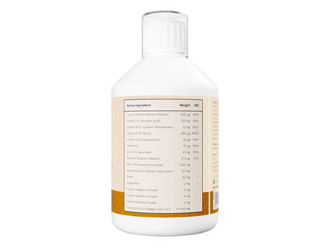 Nordic Omega Marine Collagen 15 liquid supplement facts ingredients apple 500ml