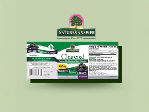 Nature's Answer Activated Charcoal Capsules 90 count barcode packaging