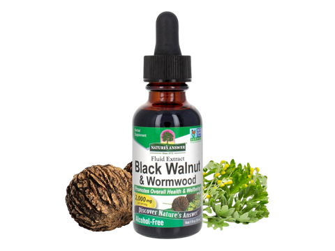 Nature’s Answer Black Walnut and Wormwood complex alcohol-free liquid extract 30ml bottle front label