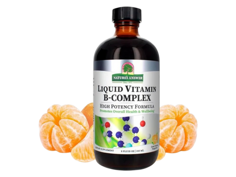 Nature's Answer Liquid Vitamin B-Complex Tangerine 240ml supplement front label with tangerine