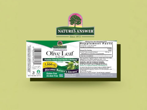 Nature’s Answer Olive Leaf alcohol-free liquid extract 60ml barcode