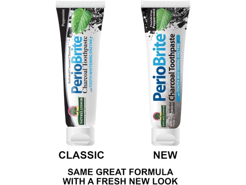 Nature’s Answer PerioBrite Charcoal Toothpaste Peppermint - 113.4g. Classic & new packaging.