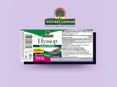 Nature’s Answer Hyssop Herb Liquid Extract 30ml barcode image on a purple background