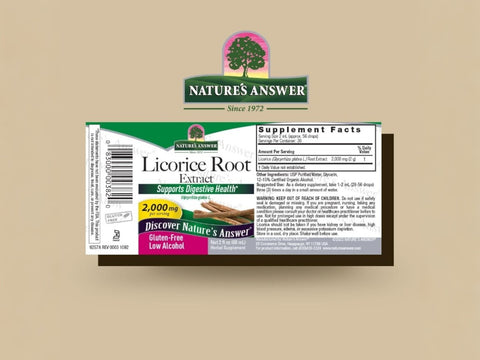 Nature’s Answer Licorice Root Liquid Extract 60ml barcode image on a beige background