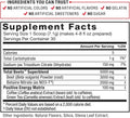 Supplement facts label with ingredients listed on a white background