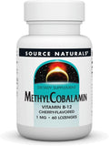 Source Naturals Vitamin B12 methylcobalamin cherry lozenges bottle 60 count