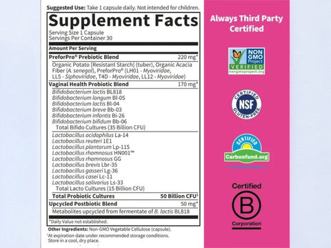Dr. Formulated Probiotics Women's pH 50 Billion 30 Capsules