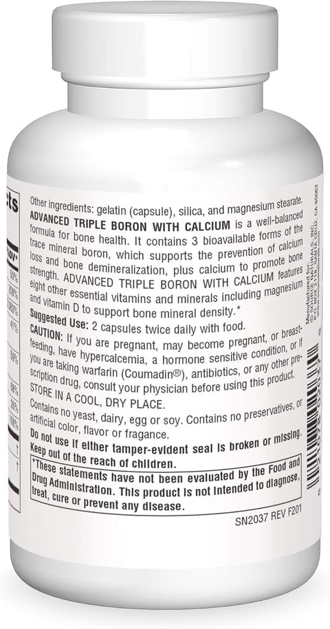 Barcode image: Source Naturals Advanced Triple Boron with Calcium capsules bottle barcode 120 count