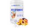 AllNutrition isotonic powder container with peaches on a white background