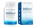 Nordic Naturals Omega-3 + Borage Oil dietary supplement shown as a white bottle with a white cap next to its blue and white retail box on a plain white background.