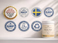 Nordic Omega Bovine Pure Collagen Powder Unflavoured 300g seal & certifications
