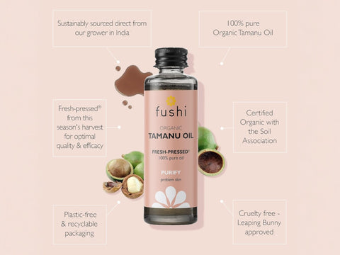 Fushi Organic Tamanu Oil 50 ml | Fresh-Pressed & 100% Pure Purifying Oil for Problem & Blemish-Prone Skin