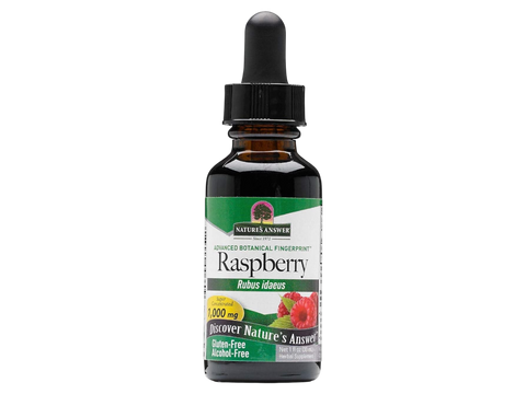 Nature's Answer Alcohol-Free Raspberry Extract 30ml liquid herbal supplement front label