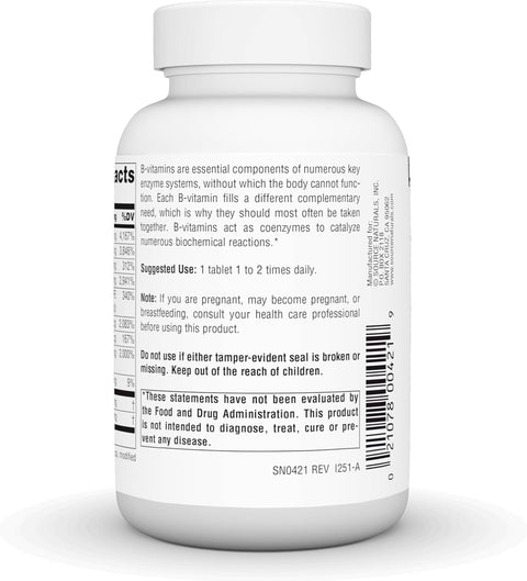 Barcode image: Source Naturals B-50 Complex 50mg tablets bottle barcode 100 count