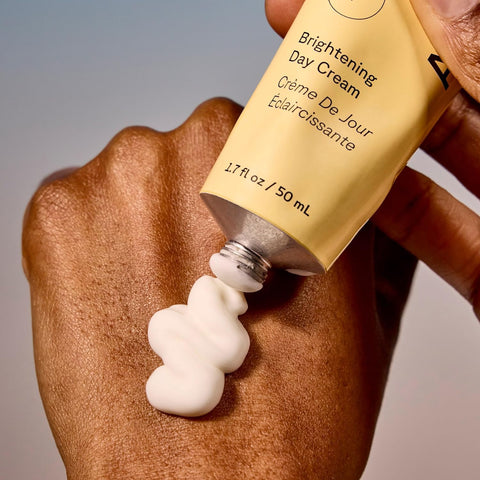 Acure Brightening Day Cream facial moisturiser tube 50ml usage