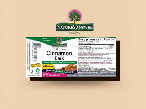 Nature’s Answer Cinnamon bark liquid extract low alcohol 30ml barcode
