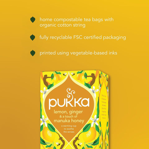 Pukka Organic Lemon, Ginger & Manuka Honey Herbal Tea 34g - 20 Sachets
