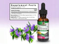 Nature’s Answer Hyssop Herb Liquid Extract 30ml supplement facts label on a light purple background