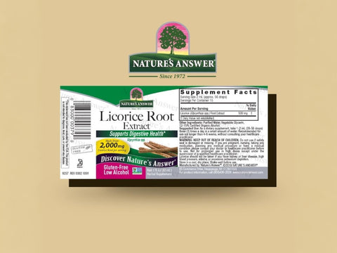 Nature’s Answer Licorice Root Liquid Extract 30ml barcode image on a beige background
