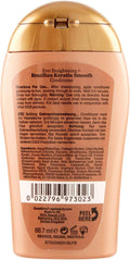 OGX Brazilian Keratin Smooth Conditioner ingredients and directions label & barcode.