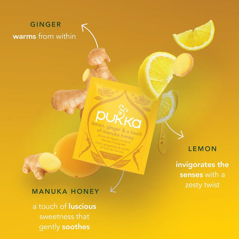 Pukka Organic Lemon, Ginger & Manuka Honey Herbal Tea 34g - 20 Sachets