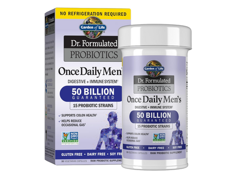 Garden of Life Dr. Formulated Probiotics Once Daily Men's 30 Capsules front bottle packaging showing product name and branding