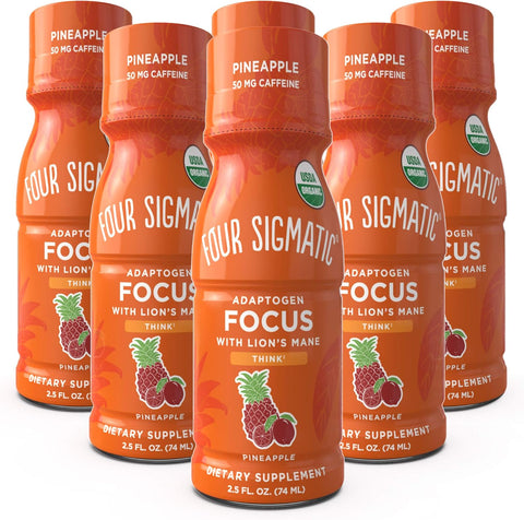 Four Sigmatic Organic Botanical Drink Shots Pineapple 6 Pack front packaging on white background