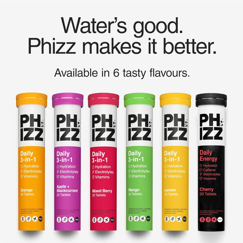 Phizz Daily 3-in-1 Electrolyte & Multivitamin Orange Tablets & other variants