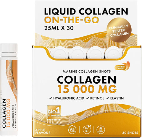 Swedish Nutra Marine Collagen shots liquid berry flavour sugar free 30x25ml pack