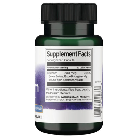 Swanson SelenoExcell Selenium 200mcg 60 Capsules Pack of 2 herbal dietary supplement bottle front label