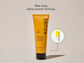 Acure orange tube of gel with smaller inset image on beige background