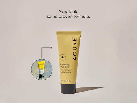 Acure skincare tube with a smaller inset image on a light gray background