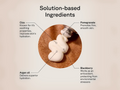 Diagram of solution-based ingredients with text labels on a beige background