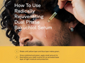 Person applying Bakuchiol serum to face with text on usage instructions.