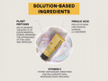 Acure skincare product with solution-based ingredients highlighted on a white background