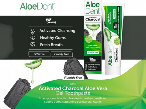 Aloe Dent Activated Charcoal Aloe Vera Toothpaste Fluoride Free - 100ml