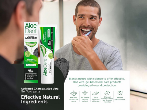 Aloe Dent Activated Charcoal Aloe Vera Toothpaste Fluoride Free - 100ml